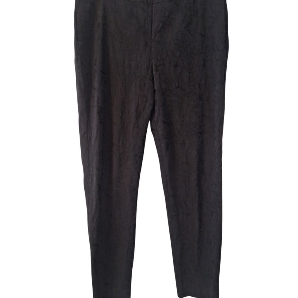 Eileen Fisher black jaquared slim stencil ankle stretch pant size M